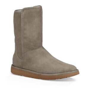 Ugg Abree Short Boots Gray Sz 9 Side Zip Comfort Suede Boots Nice! Light Use.